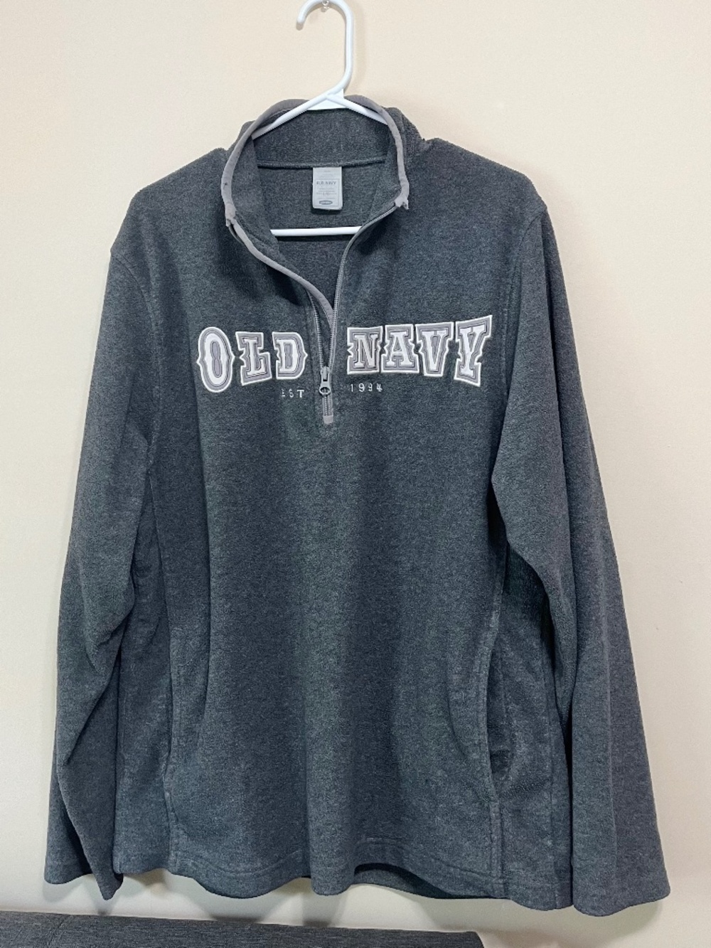 VINTAGE y2k Old Navy charcoal grey quarter zip fleece pullover large